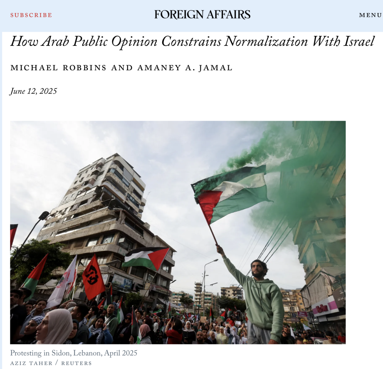 A Hidden Force in the Middle East: How Arab Public Opinion Constrains Normalization With Israel